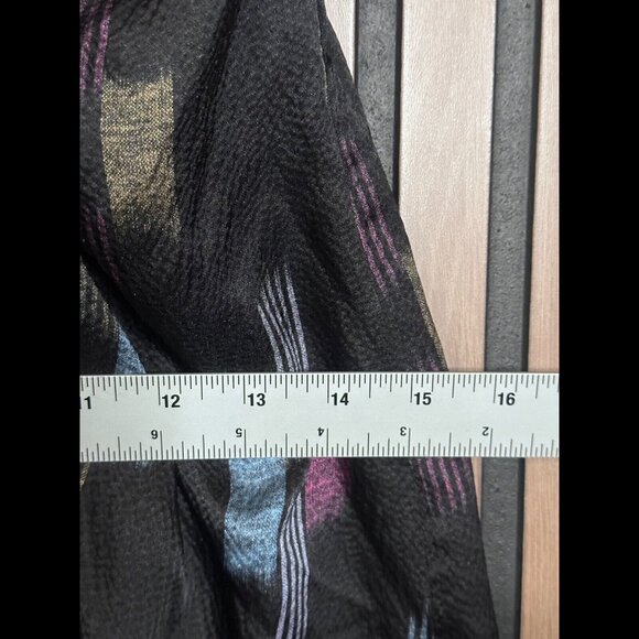 Xirena Dress Small Womens Black Pinched Long Sleeve Abstract 100% Silk Cocktail - Picture 4 of 8